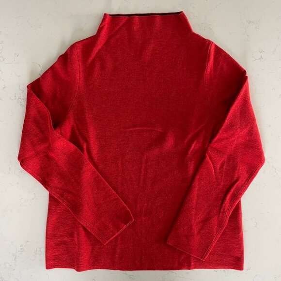 Eileen Fisher Funnel Neck LS Minimalist Merino Wool Blend Sweater Red Sz S - Picture 5 of 10